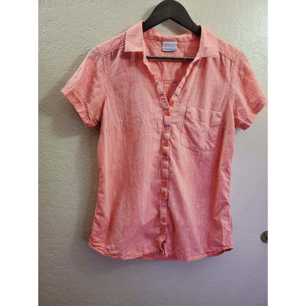 Columbia Women's Button Front Short Sleeve Casual Shirt size M